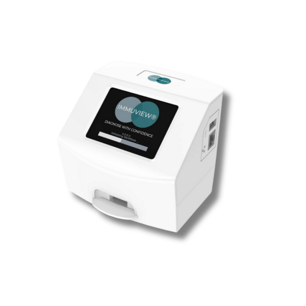 The ImmuView® Reader is an adjunctive, automated instrument designed to read and interpret ImmuView® lateral flow immunoassay strips. It is portable, user-friendly, and built to integrate seamlessly into laboratory workflows.
