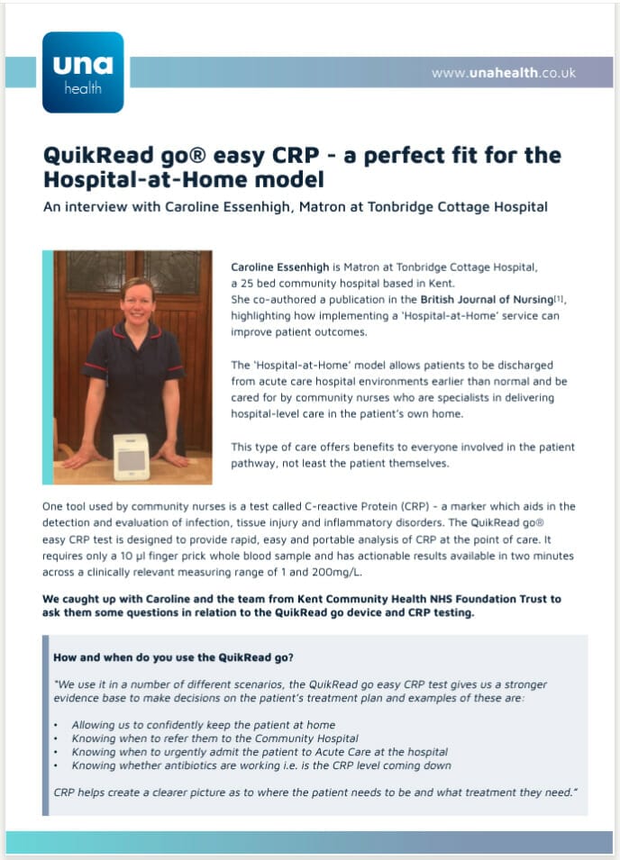 QuikRead go easy CRP - a perfect fit for the Hospital-at-Home model