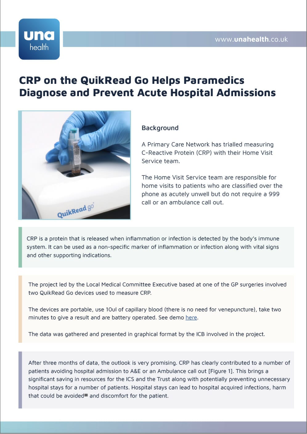 CRP on the QuikRead Go Helps Paramedics  Diagnose and Prevent Acute Hospital Admissions