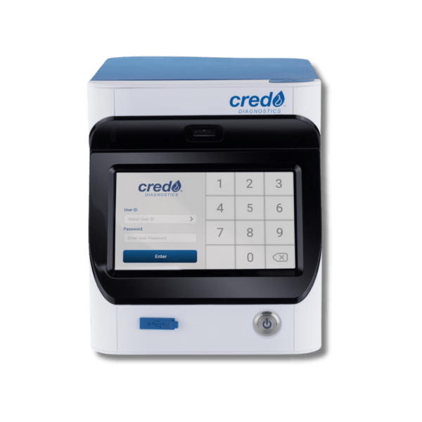 VitaSIRO solo PCR point-of-care diagnostic system with cartridge technology and touchscreen interface from Credo Diagnostics.